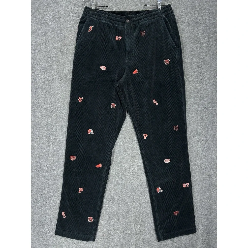 Polo Ralph Lauren Corduroy Prepster Pants Mens M Embroidered Football Varsity